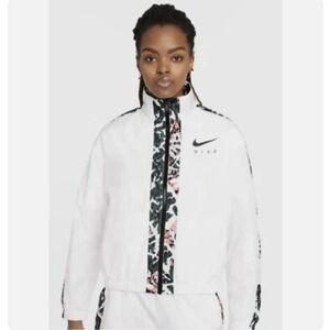 Nike Women's White Jacket with Black and Pink Camo Details